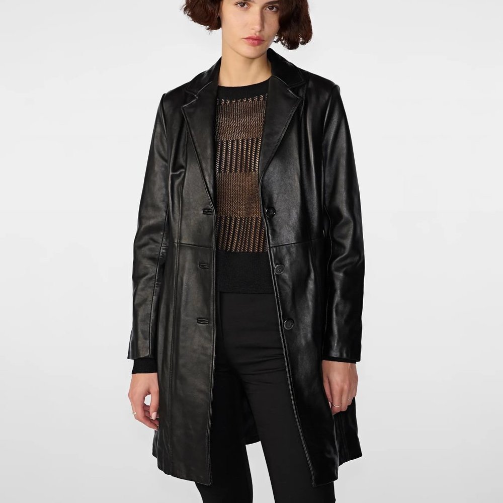 Brand New Trendy & Stylish Genuine Leather Trench Coat Jacket!